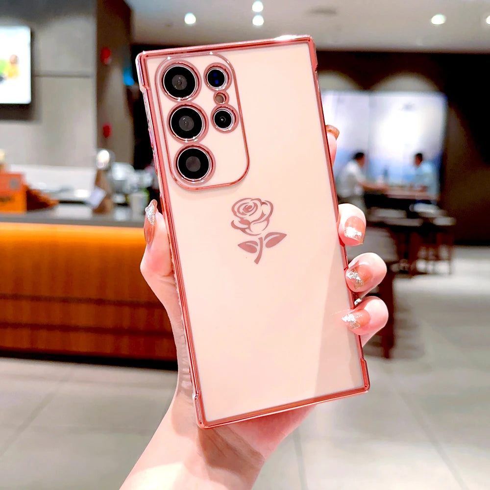 RoseGlow – Elegante Galaxy Hülle mit Rosenmotiv