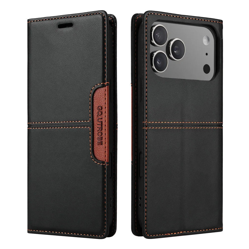 Luxury Cover Leder Book für iPhone 17