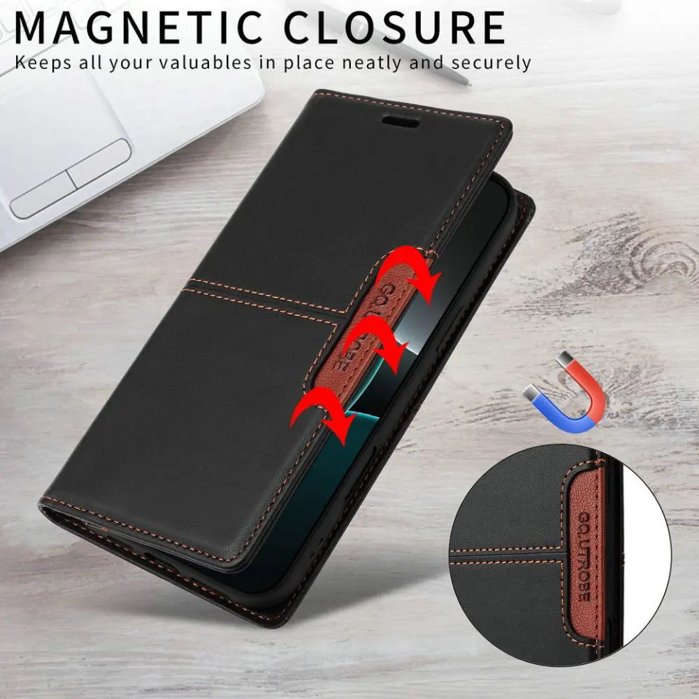 Luxury Cover Leder Book für iPhone 17
