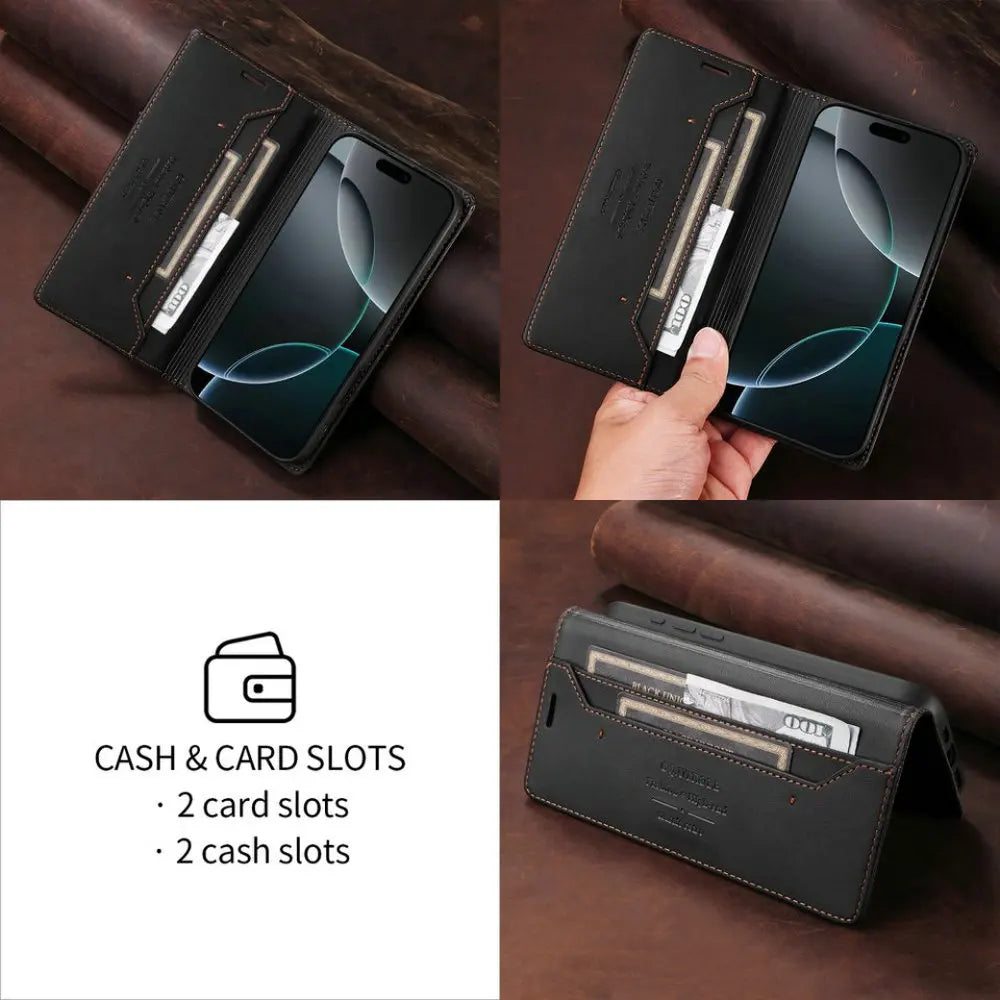 Luxury Cover Leder Book für iPhone 17