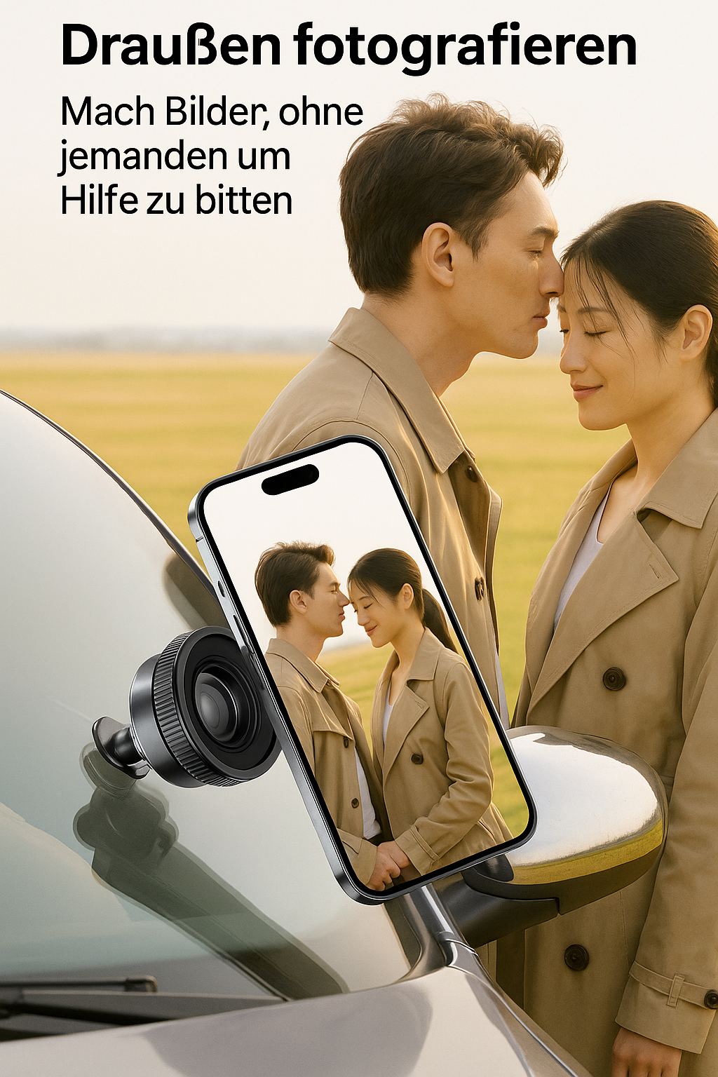 Magnetischer Autotelefonhalter mit 360° Vakuum-Saugnapf