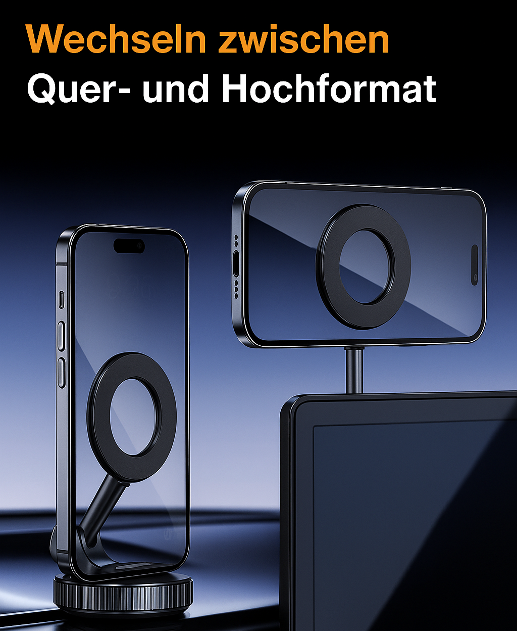 Magnetischer Autotelefonhalter mit 360° Vakuum-Saugnapf