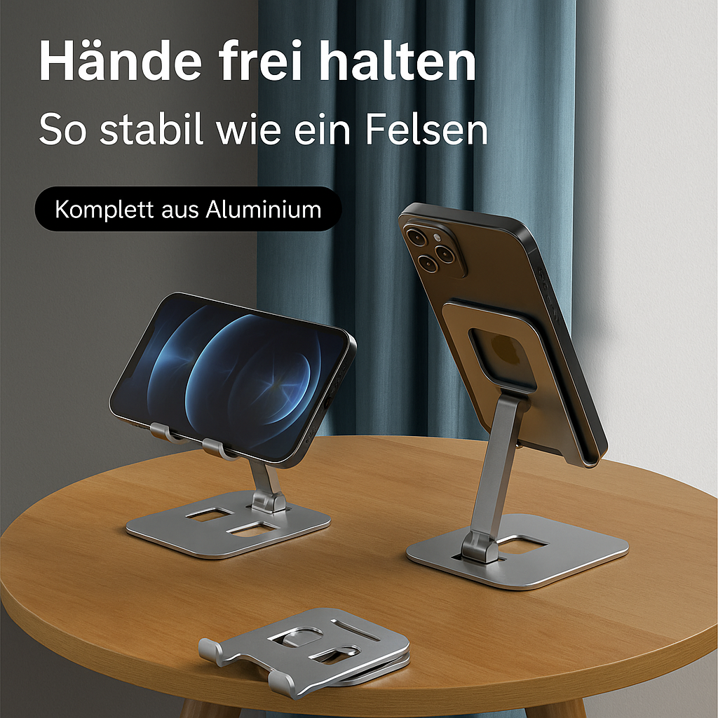 Aluminium-Handyhalter – für Büro, Küche & Zuhause