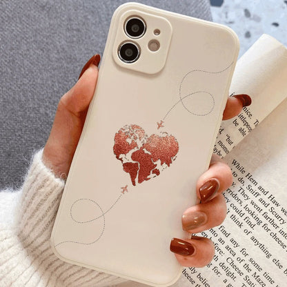 Weltkarte Herz Handyhülle für iPhone – Reise & Liebe Motiv