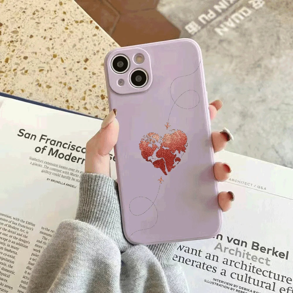 Weltkarte Herz Handyhülle für iPhone – Reise & Liebe Motiv