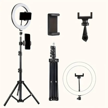 Ringlicht-Stativ – Höhenverstellbar mit Handy- und Kamerahalter
