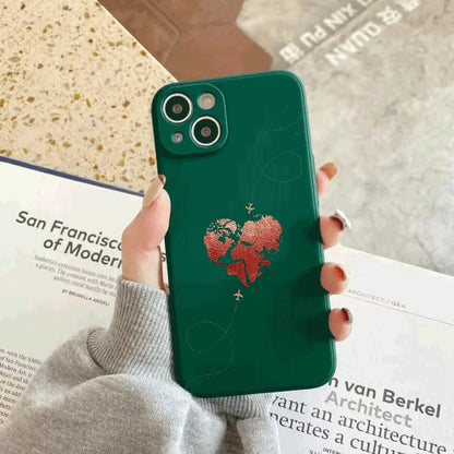 Weltkarte Herz Handyhülle für iPhone – Reise & Liebe Motiv