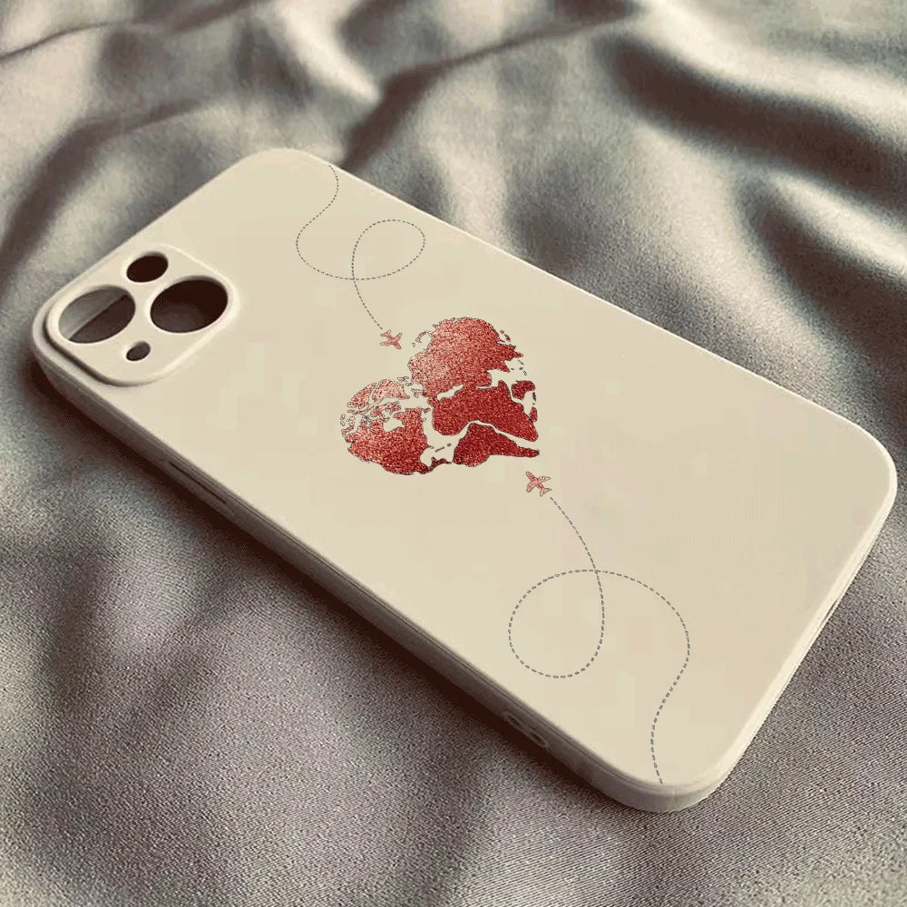 Weltkarte Herz Handyhülle für iPhone – Reise & Liebe Motiv