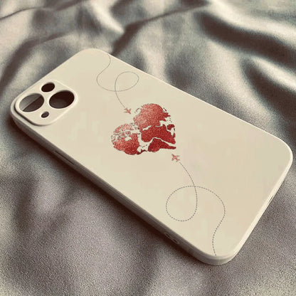 Weltkarte Herz Handyhülle für iPhone – Reise & Liebe Motiv
