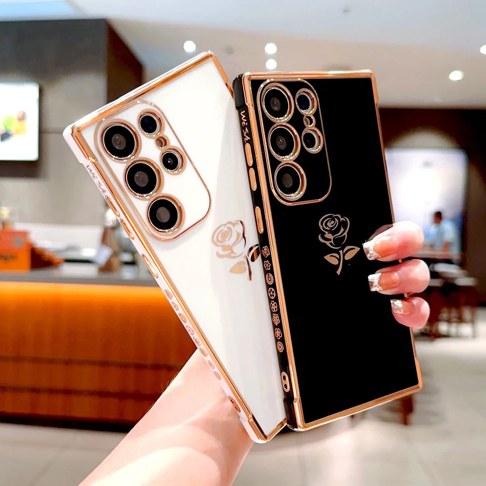 RoseGlow – Elegante Galaxy Hülle mit Rosenmotiv