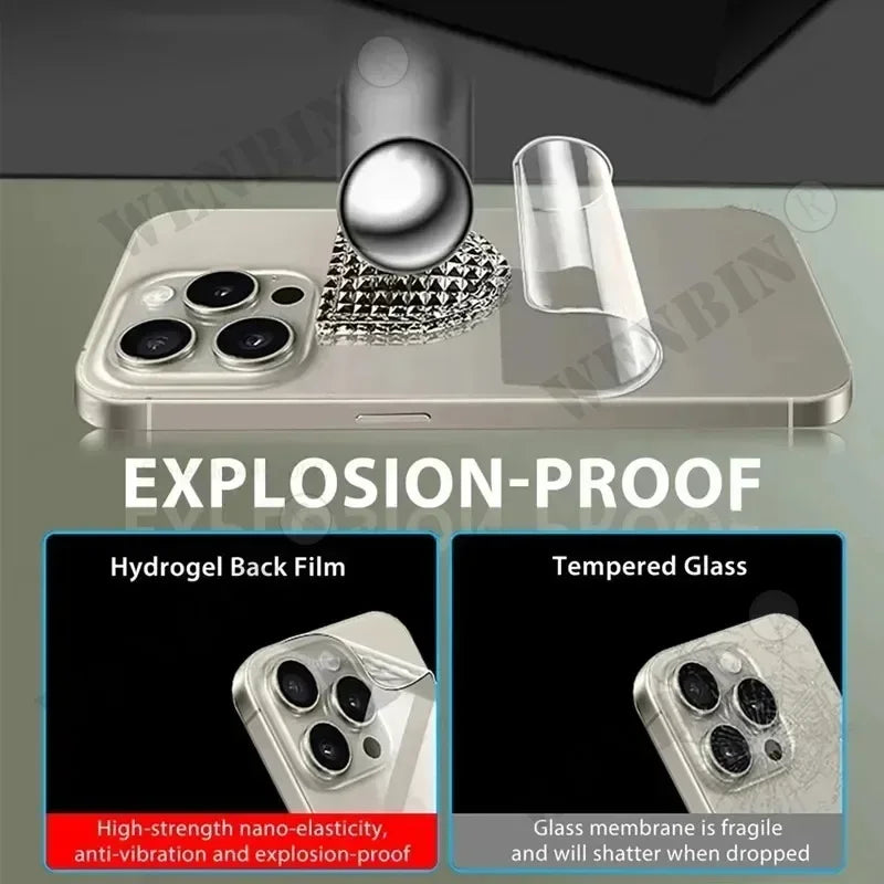 Hydrogel Rückseitenfolie iPhone (5 Stück) – Selbstheilend, Ultra Klar, Flexibel, Für alle Modelle inkl. iPhone 16