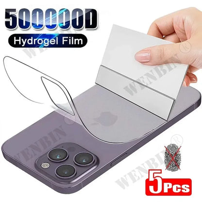 Hydrogel Rückseitenfolie iPhone (5 Stück) – Selbstheilend, Ultra Klar, Flexibel, Für alle Modelle inkl. iPhone 16