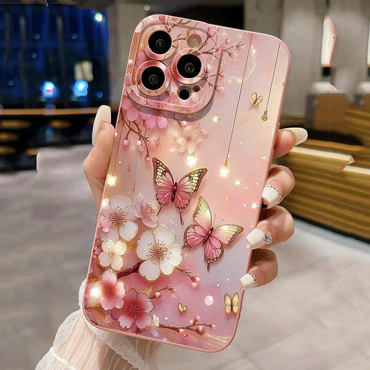 Butterfly Bloom Case – Matte iPhone-Hülle mit Blumen & Schmetterlingen