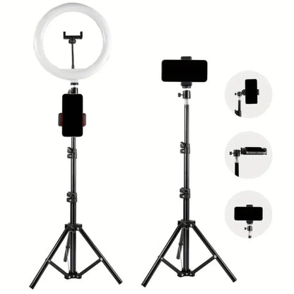 Ringlicht-Stativ – Höhenverstellbar mit Handy- und Kamerahalter