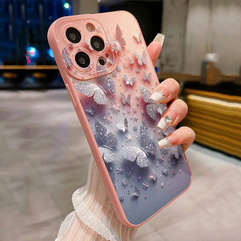 Butterfly Bloom Case – Matte iPhone-Hülle mit Blumen & Schmetterlingen