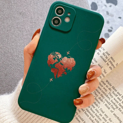 Weltkarte Herz Handyhülle für iPhone – Reise & Liebe Motiv