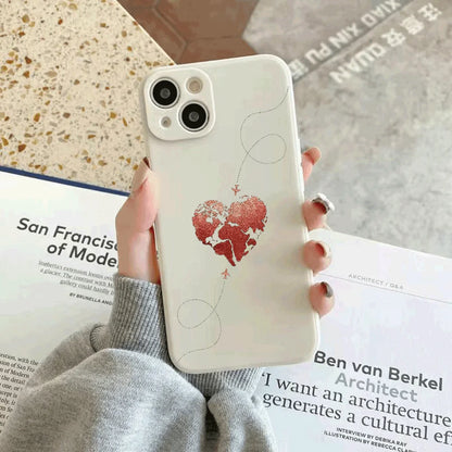 Weltkarte Herz Handyhülle für iPhone – Reise & Liebe Motiv