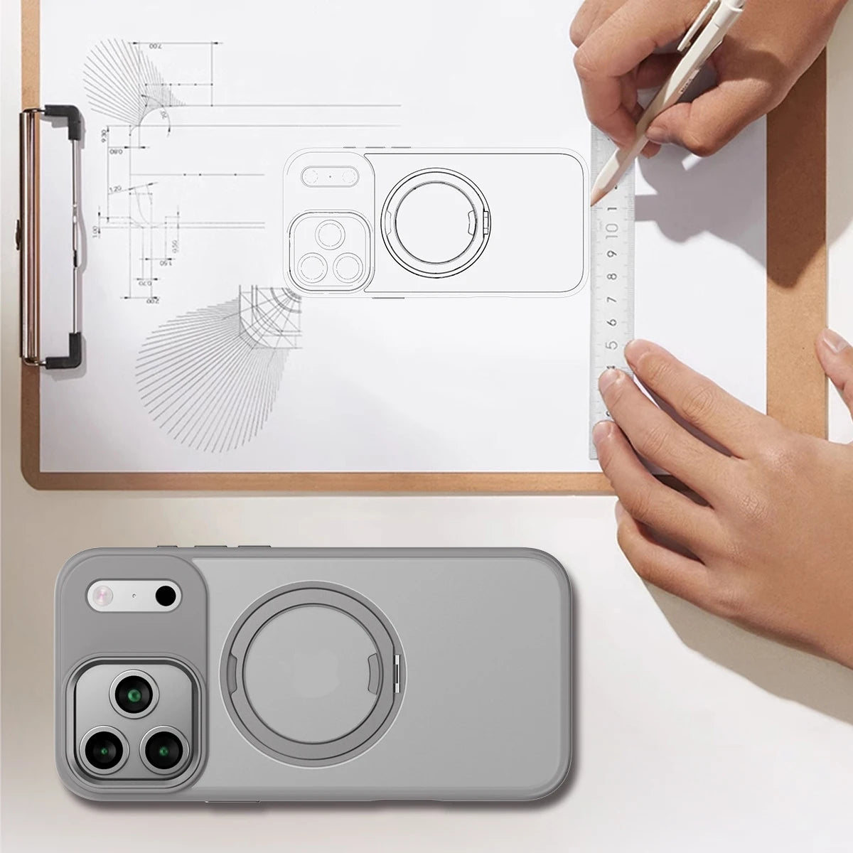 Matte Magnetik Metall Ring Stand Hülle für iPhone 17/16/15/14/13/