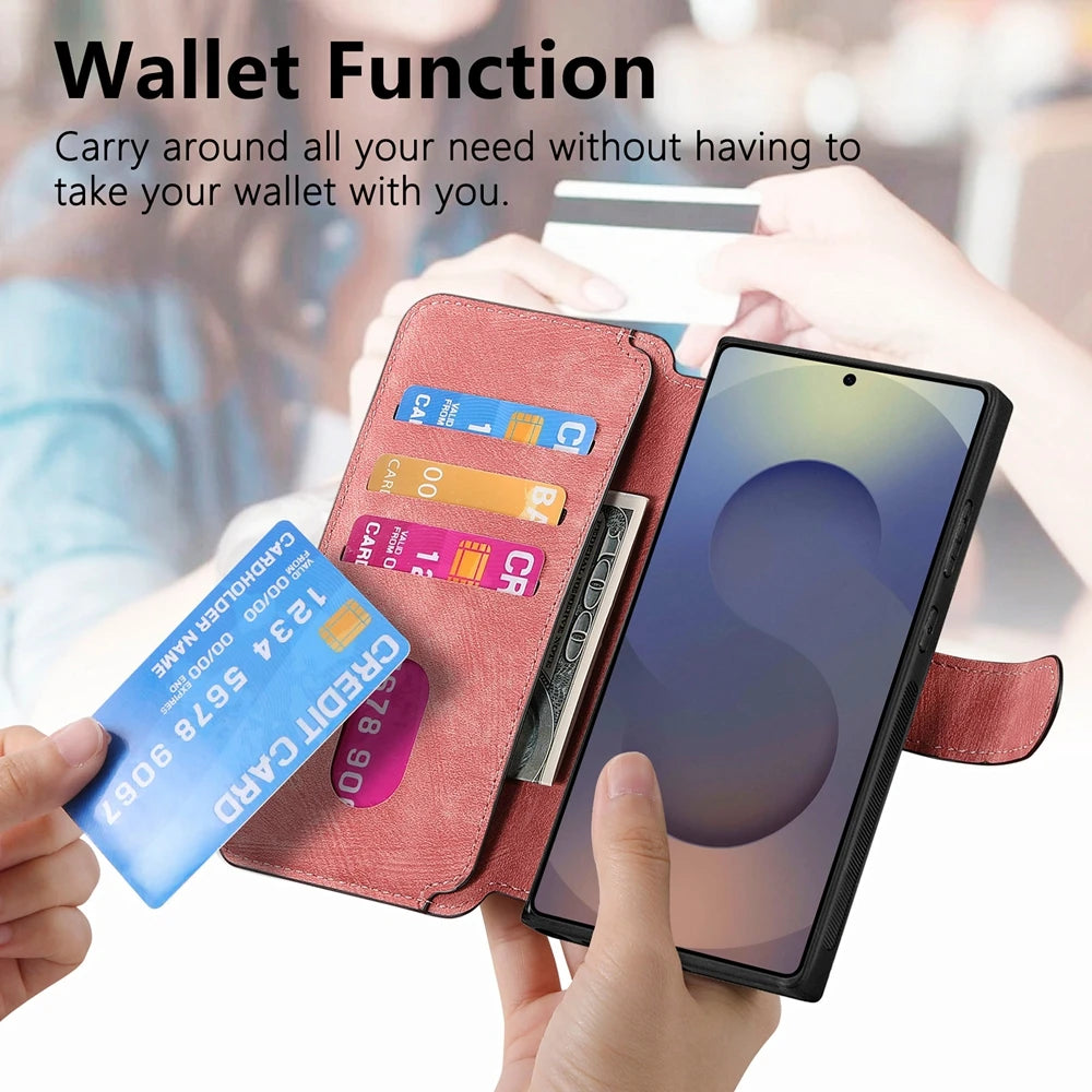 „Samsung Handyhülle Flip Wallet mit Magnetverschluss – Lederetui