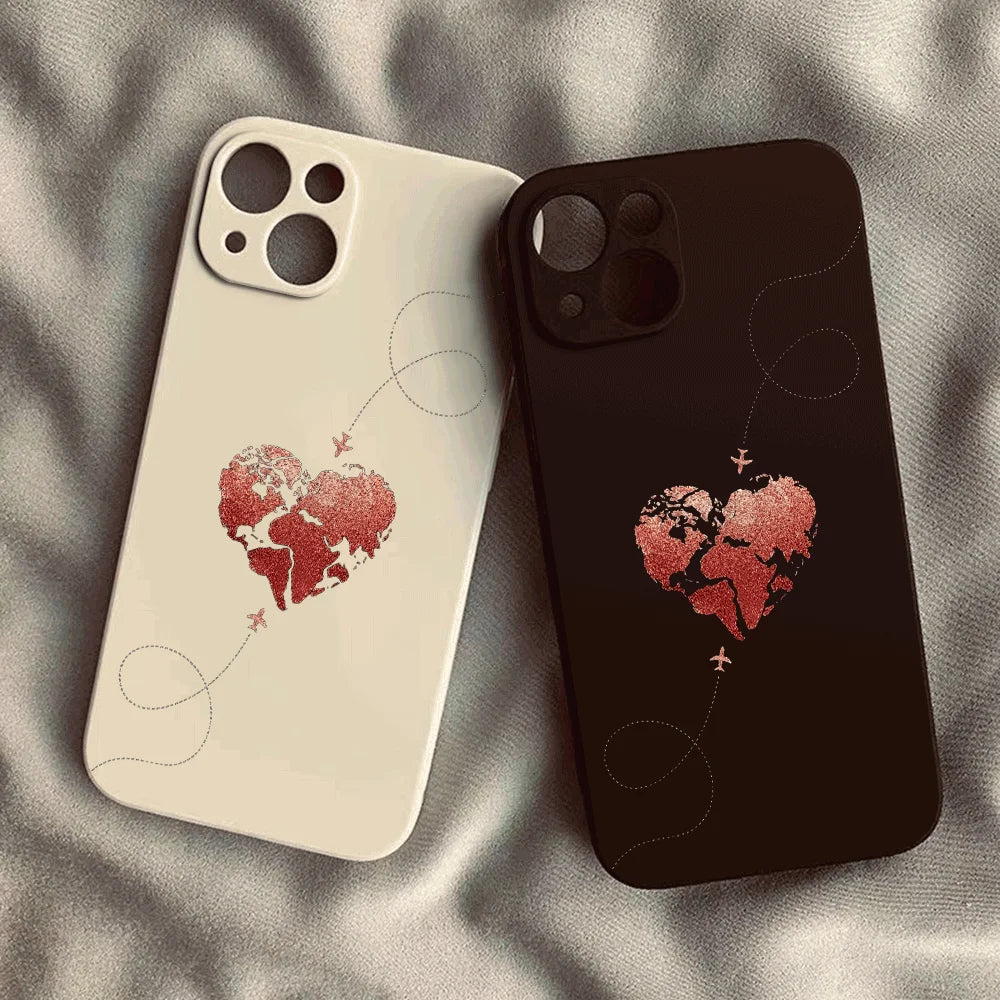 Weltkarte Herz Handyhülle für iPhone – Reise & Liebe Motiv