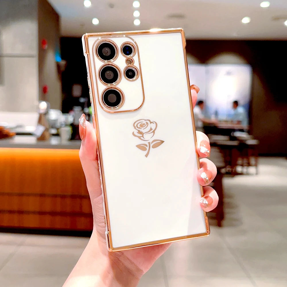 RoseGlow – Elegante Galaxy Hülle mit Rosenmotiv