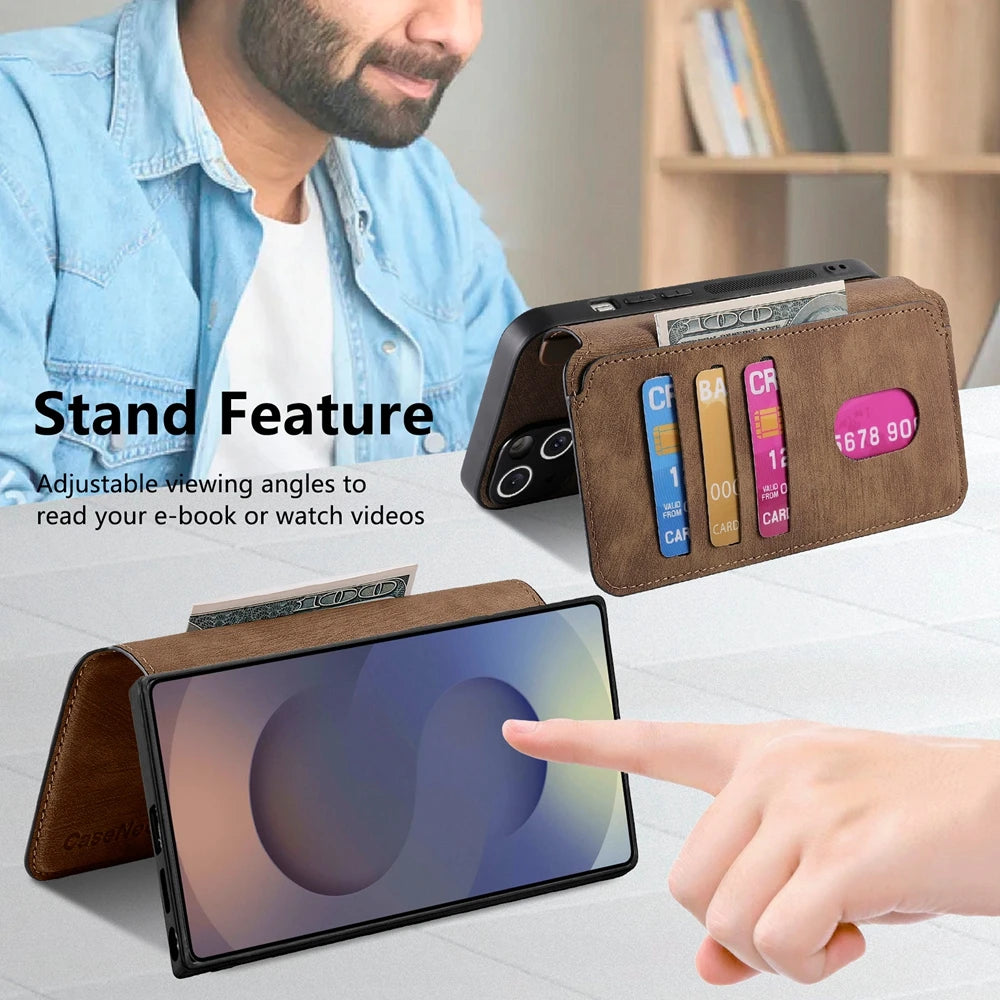 „Samsung Handyhülle Flip Wallet mit Magnetverschluss – Lederetui