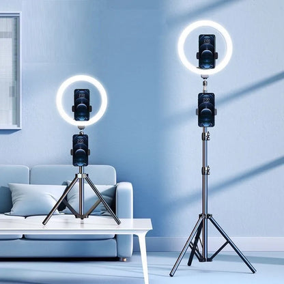 Ringlicht-Stativ – Höhenverstellbar mit Handy- und Kamerahalter