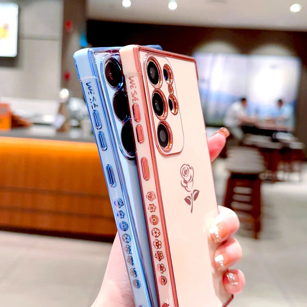 RoseGlow – Elegante Galaxy Hülle mit Rosenmotiv