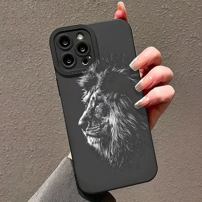 Schwarze Löwen Handyhülle - Mattes Design für iPhone