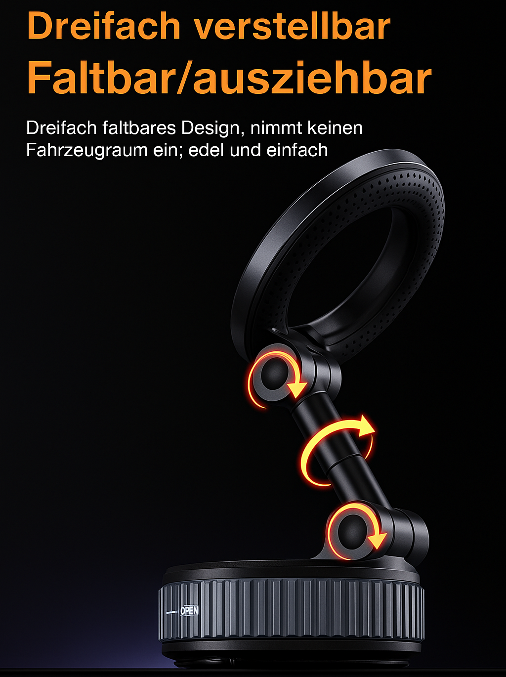 Magnetischer Autotelefonhalter mit 360° Vakuum-Saugnapf