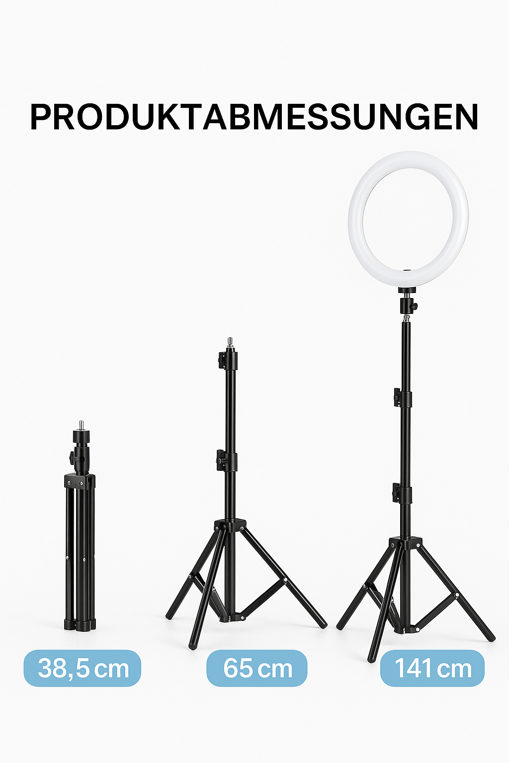 Ringlicht-Stativ – Höhenverstellbar mit Handy- und Kamerahalter
