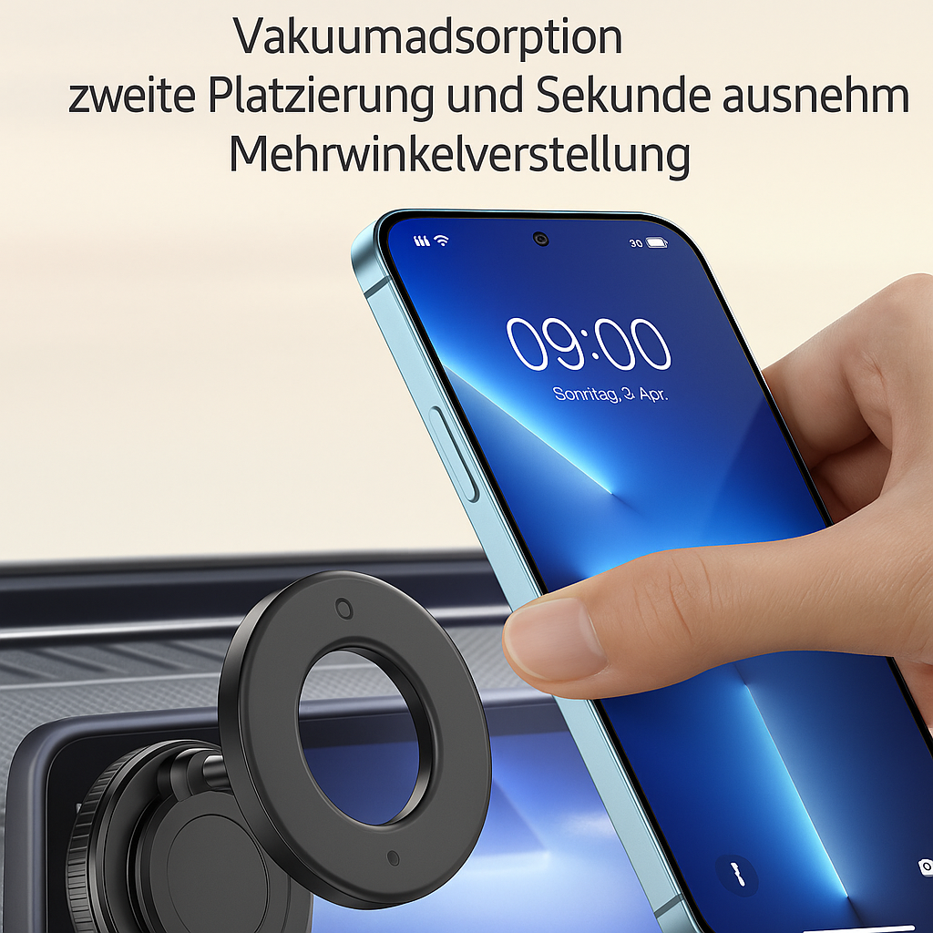Magnetischer Autotelefonhalter mit 360° Vakuum-Saugnapf