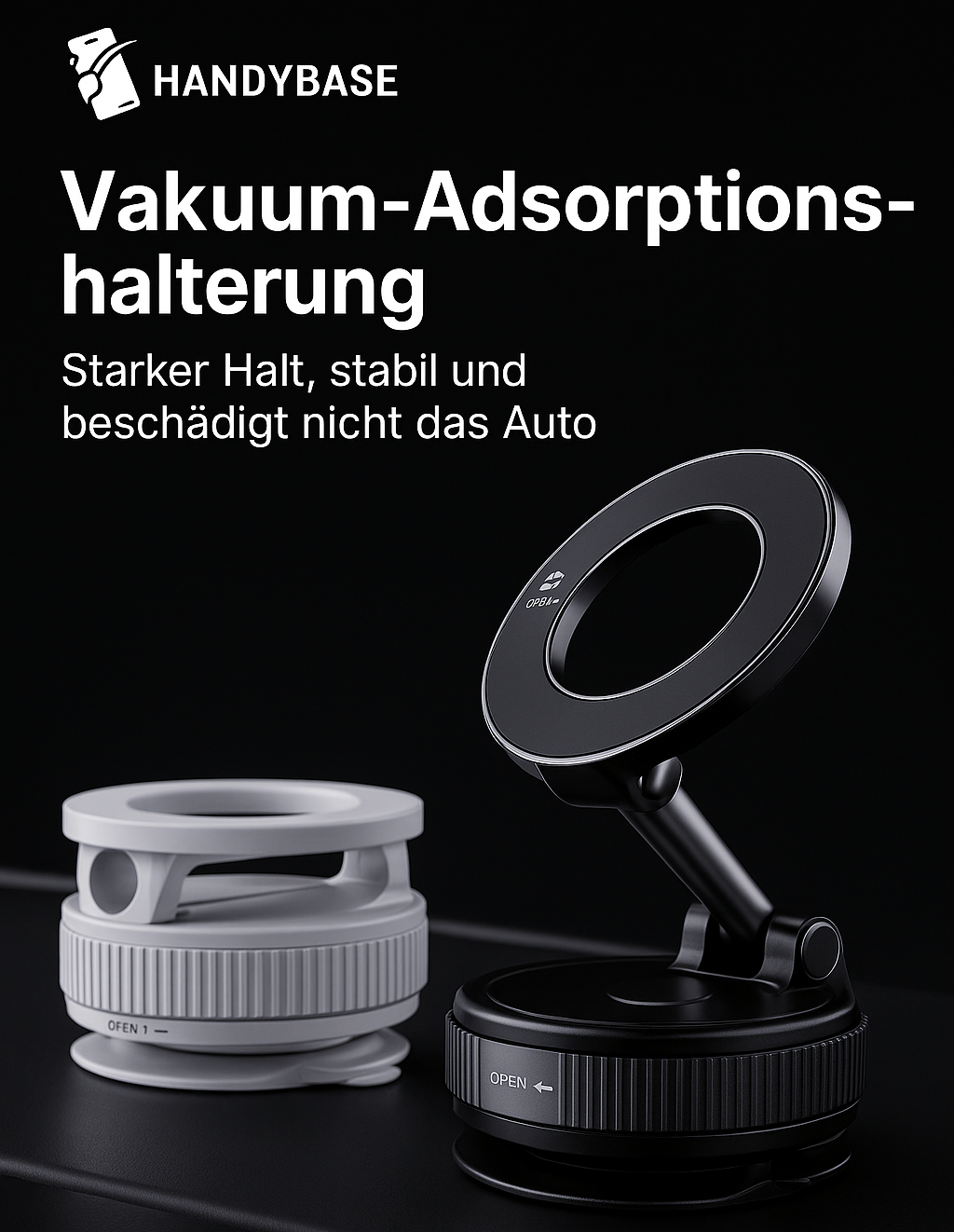 Magnetischer Autotelefonhalter mit 360° Vakuum-Saugnapf