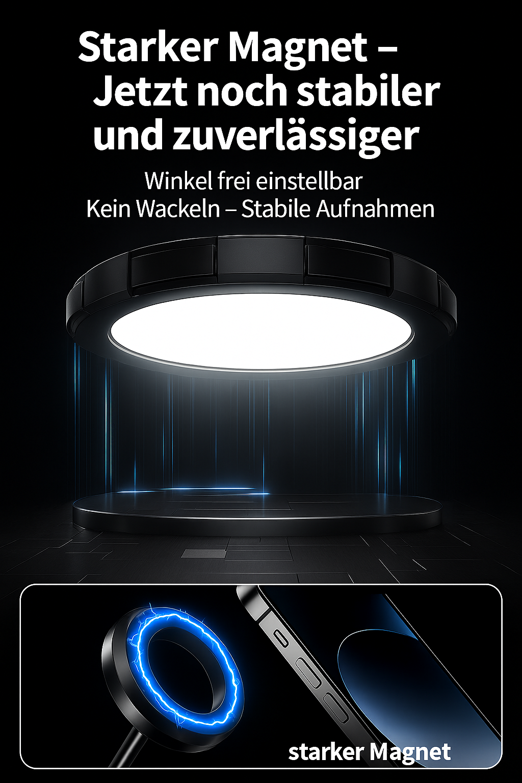 Magnetischer Autotelefonhalter mit 360° Vakuum-Saugnapf