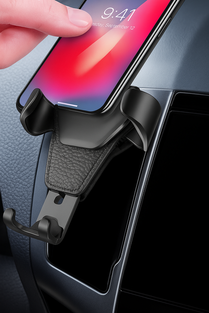 Selbstschließender Auto-Handyhalter – Leder-Look & 360° drehbar