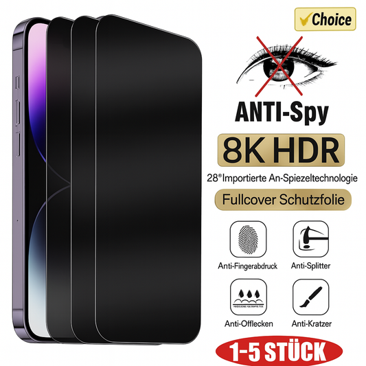 iPhone 16–11 Anti-Spion Displayschutz – 2er, 4er & 5er Set Blickschutzfolie, Privacy Glas